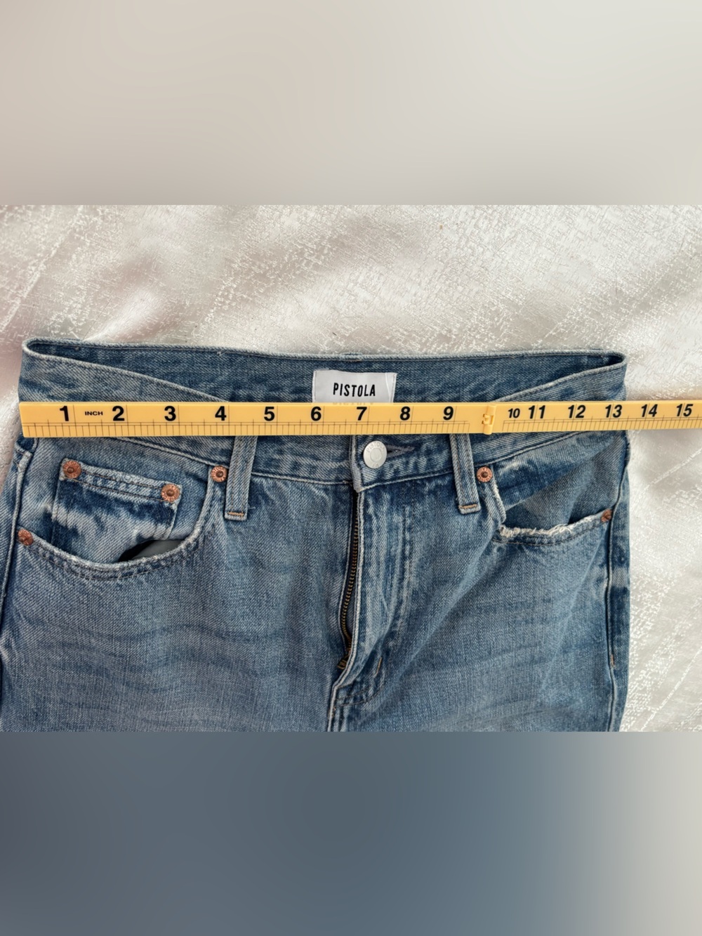 PISTOLA High Rise Wide Leg Distressed Raw Hem Jeans Medium Wash Size 25 - Picture 10 of 10